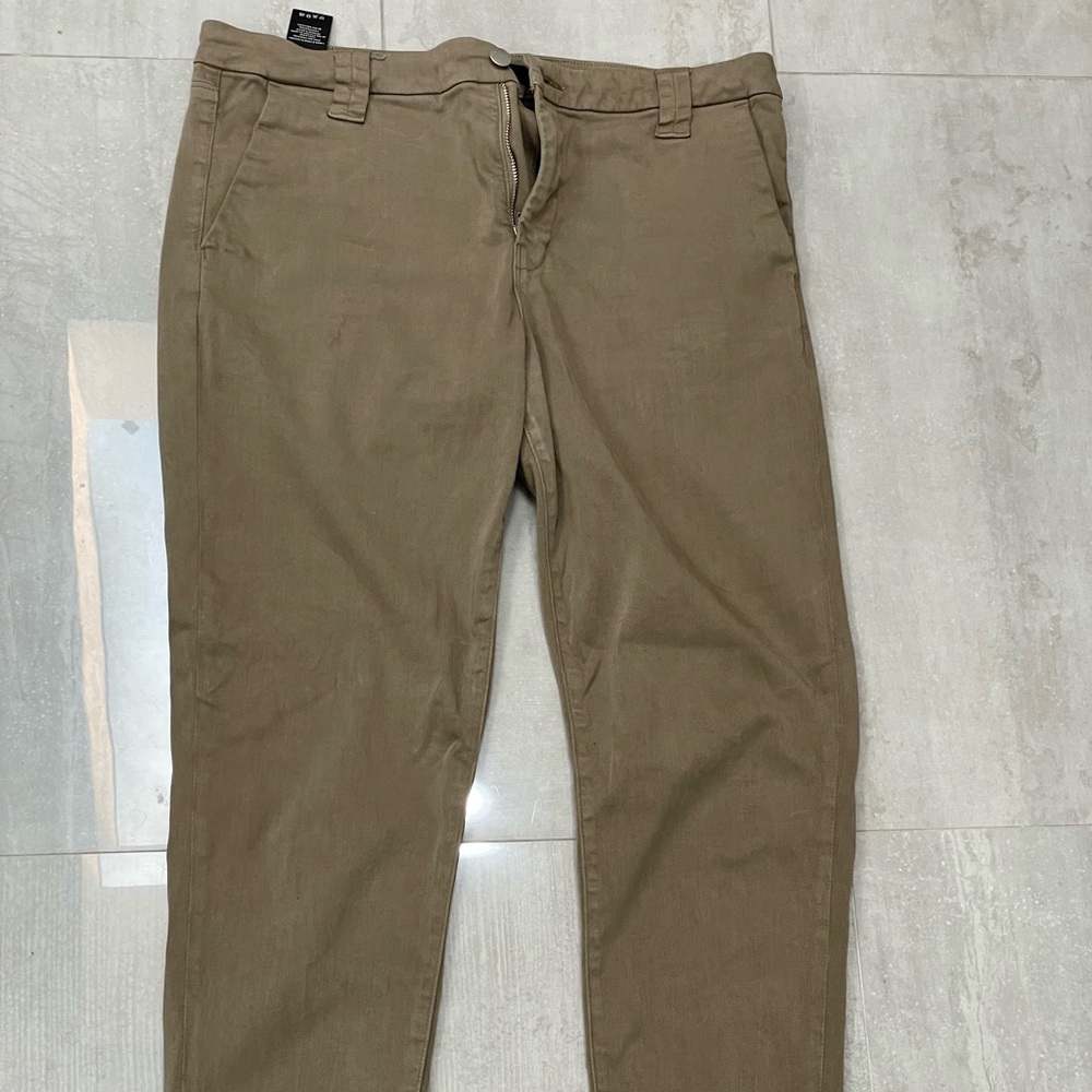 Suede cropped green pants